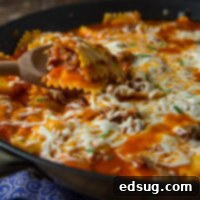 ravioli lasagna in a skillet