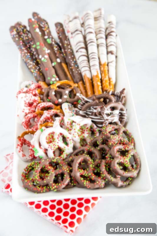 platter of chocolate covered pretzels