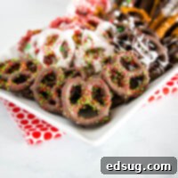 close up chocolate dipped pretzels