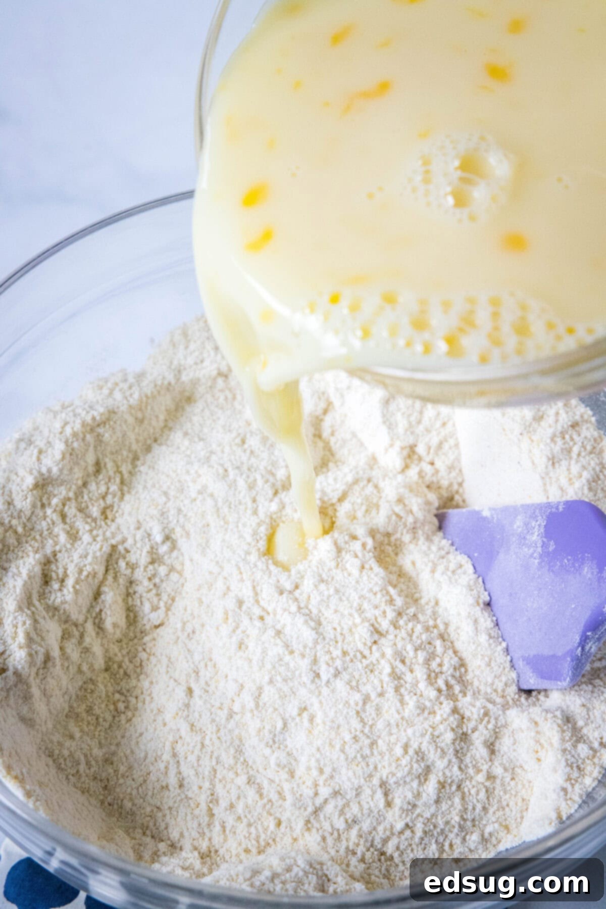 Golden Corn Delights 3 combining wet and dry ingredients