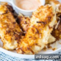 cropped close up of coconut chicken tenders