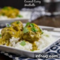 Creamy Coconut Curry Meatballs 2 Coconut Curry Meatballs - Tender meatballs in a super flavorful coconut curry sauce. Great over rice or quinoa! And they happen to be Paleo!