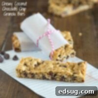 Chewy Coconut Chocolate Chip Granola Bars - chewy granola bars with coconut and chocolate chips. Super easy to make, and great to have one hand for snacks, lunches or even breakfasts!