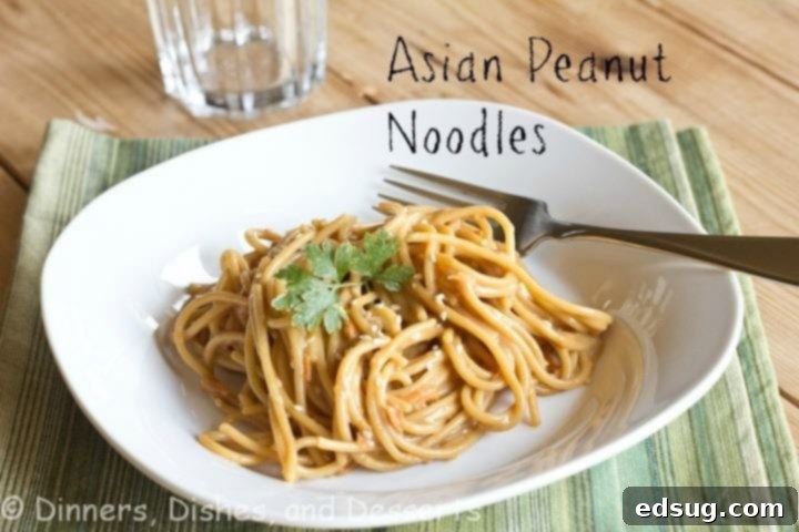 Delicious Asian Peanut Noodles on a plate