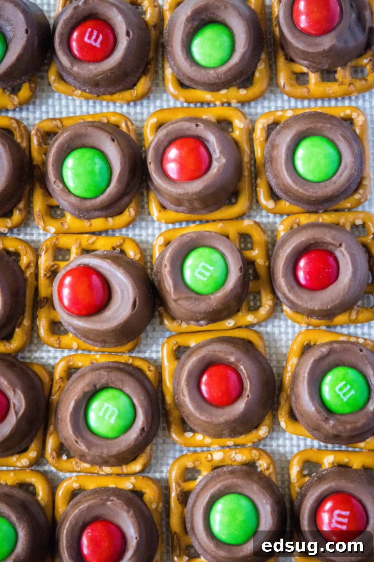 rolo pretzels on baking tray